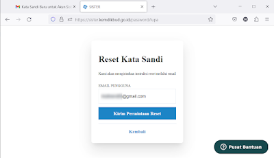 Masukkan Email Yang Terdaftar Di Sister