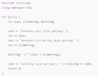Menghitung Keliling Jajar Genjang dengan C++ Menghitung Keliling Jajar Genjang dengan C++